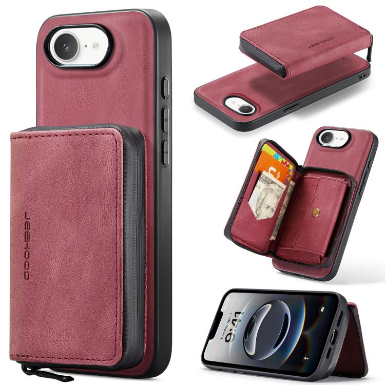 JEEHOOD J02 Magnetic Zipper Horizontal Flip Leather Phone Case, For iPhone 17e / 16e, For iPhone 17 Pro Max, For iPhone 17 Pro, For iPhone Air, For iPhone 16 Plus, For iPhone 16