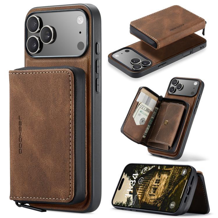 JEEHOOD J02 Magnetic Zipper Horizontal Flip Leather Phone Case, For iPhone 17e / 16e, For iPhone 17 Pro Max, For iPhone 17 Pro, For iPhone Air, For iPhone 16 Plus, For iPhone 16