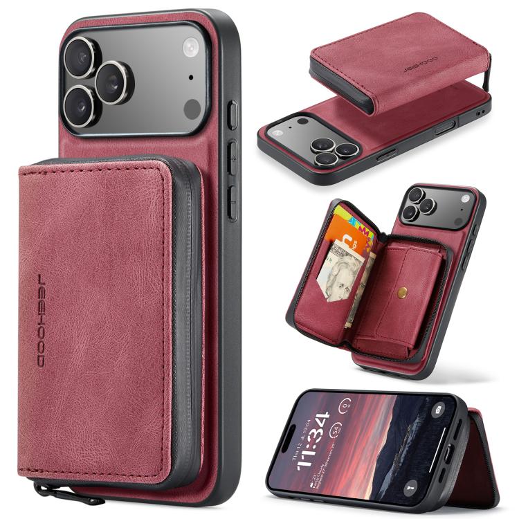 JEEHOOD J02 Magnetic Zipper Horizontal Flip Leather Phone Case, For iPhone 17e / 16e, For iPhone 17 Pro Max, For iPhone 17 Pro, For iPhone Air, For iPhone 16 Plus, For iPhone 16