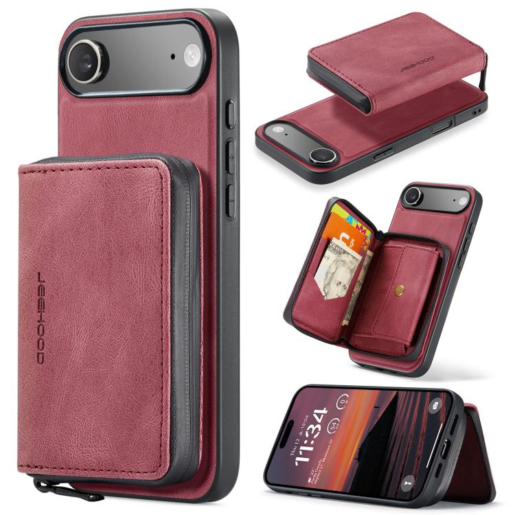 JEEHOOD J02 Magnetic Zipper Horizontal Flip Leather Phone Case, For iPhone 17e / 16e, For iPhone 17 Pro Max, For iPhone 17 Pro, For iPhone Air, For iPhone 16 Plus, For iPhone 16
