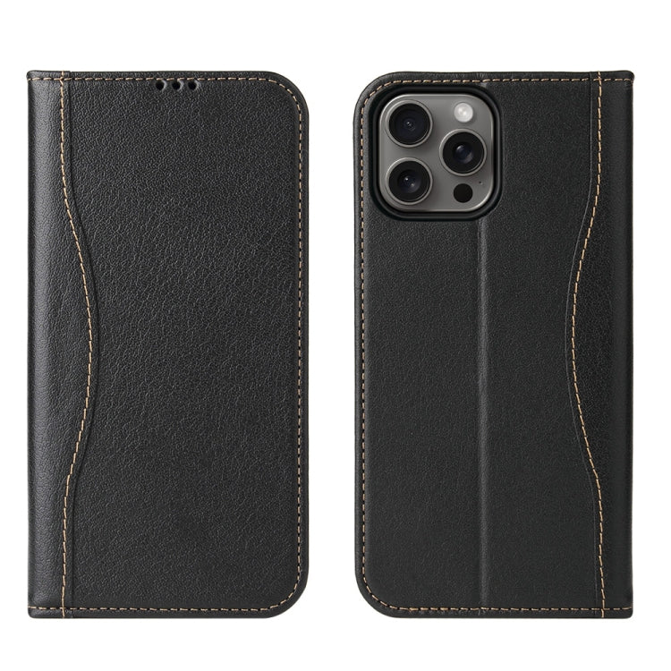 Fierre Shann Cowhide Leather Flip Leather Phone Case, For iPhone 17 Pro Max, For iPhone 17 Pro, For iPhone 17, For iPhone Air, For iPhone 16 Pro Max, For iPhone 16 Pro, For iPhone 16 Plus, For iPhone 16