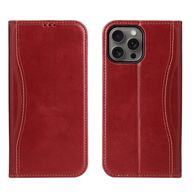 Fierre Shann Cowhide Leather Flip Leather Phone Case, For iPhone 17 Pro Max, For iPhone 17 Pro, For iPhone 17, For iPhone Air, For iPhone 16 Pro Max, For iPhone 16 Pro, For iPhone 16 Plus, For iPhone 16