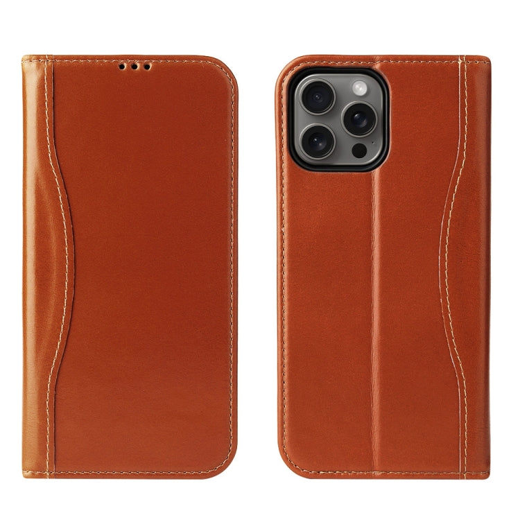 Fierre Shann Cowhide Leather Flip Leather Phone Case, For iPhone 17 Pro Max, For iPhone 17 Pro, For iPhone 17, For iPhone Air, For iPhone 16 Pro Max, For iPhone 16 Pro, For iPhone 16 Plus, For iPhone 16