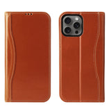 Fierre Shann Cowhide Leather Flip Leather Phone Case, For iPhone 17 Pro Max, For iPhone 17 Pro, For iPhone 17, For iPhone Air, For iPhone 16 Pro Max, For iPhone 16 Pro, For iPhone 16 Plus, For iPhone 16