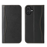 Fierre Shann Cowhide Leather Flip Leather Phone Case, For iPhone 17 Pro Max, For iPhone 17 Pro, For iPhone 17, For iPhone Air, For iPhone 16 Pro Max, For iPhone 16 Pro, For iPhone 16 Plus, For iPhone 16