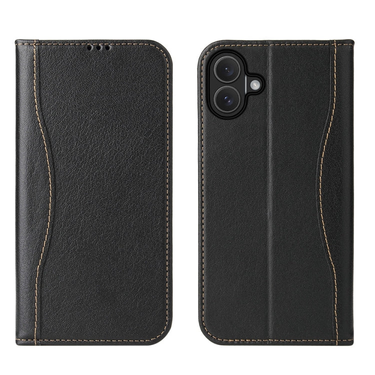 Fierre Shann Cowhide Leather Flip Leather Phone Case, For iPhone 17 Pro Max, For iPhone 17 Pro, For iPhone 17, For iPhone Air, For iPhone 16 Pro Max, For iPhone 16 Pro, For iPhone 16 Plus, For iPhone 16