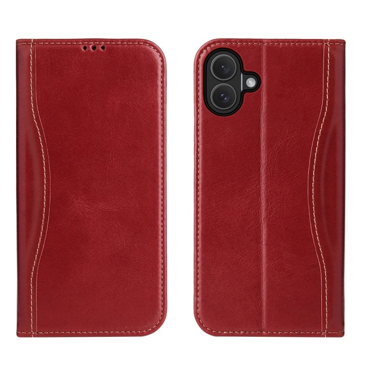 Fierre Shann Cowhide Leather Flip Leather Phone Case, For iPhone 17 Pro Max, For iPhone 17 Pro, For iPhone 17, For iPhone Air, For iPhone 16 Pro Max, For iPhone 16 Pro, For iPhone 16 Plus, For iPhone 16
