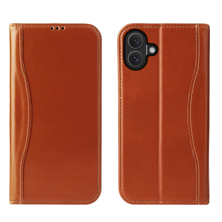Fierre Shann Cowhide Leather Flip Leather Phone Case, For iPhone 17 Pro Max, For iPhone 17 Pro, For iPhone 17, For iPhone Air, For iPhone 16 Pro Max, For iPhone 16 Pro, For iPhone 16 Plus, For iPhone 16