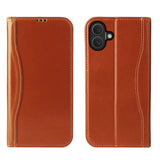 Fierre Shann Cowhide Leather Flip Leather Phone Case, For iPhone 17 Pro Max, For iPhone 17 Pro, For iPhone 17, For iPhone Air, For iPhone 16 Pro Max, For iPhone 16 Pro, For iPhone 16 Plus, For iPhone 16