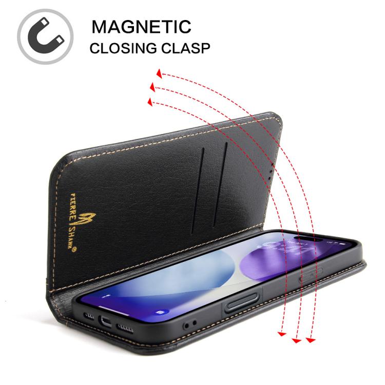 Fierre Shann Cowhide Leather Flip Leather Phone Case, For iPhone 17 Pro Max, For iPhone 17 Pro, For iPhone 17, For iPhone Air, For iPhone 16 Pro Max, For iPhone 16 Pro, For iPhone 16 Plus, For iPhone 16