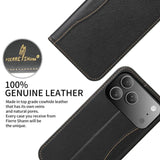 Fierre Shann Cowhide Leather Flip Leather Phone Case, For iPhone 17 Pro Max, For iPhone 17 Pro, For iPhone 17, For iPhone Air, For iPhone 16 Pro Max, For iPhone 16 Pro, For iPhone 16 Plus, For iPhone 16