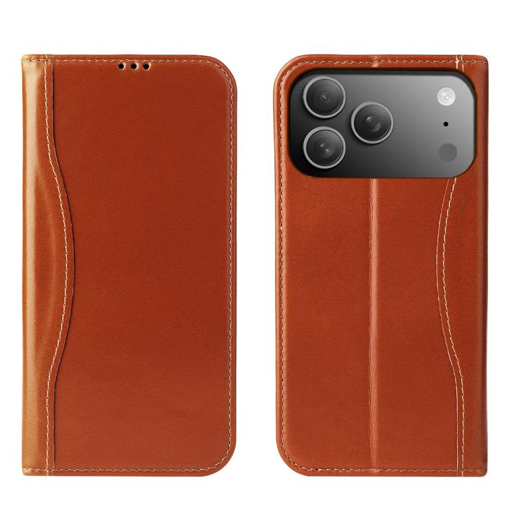 Fierre Shann Cowhide Leather Flip Leather Phone Case, For iPhone 17 Pro Max, For iPhone 17 Pro, For iPhone 17, For iPhone Air, For iPhone 16 Pro Max, For iPhone 16 Pro, For iPhone 16 Plus, For iPhone 16