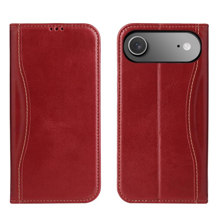 Fierre Shann Cowhide Leather Flip Leather Phone Case, For iPhone 17 Pro Max, For iPhone 17 Pro, For iPhone 17, For iPhone Air, For iPhone 16 Pro Max, For iPhone 16 Pro, For iPhone 16 Plus, For iPhone 16