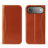 Fierre Shann Cowhide Leather Flip Leather Phone Case, For iPhone 17 Pro Max, For iPhone 17 Pro, For iPhone 17, For iPhone Air, For iPhone 16 Pro Max, For iPhone 16 Pro, For iPhone 16 Plus, For iPhone 16