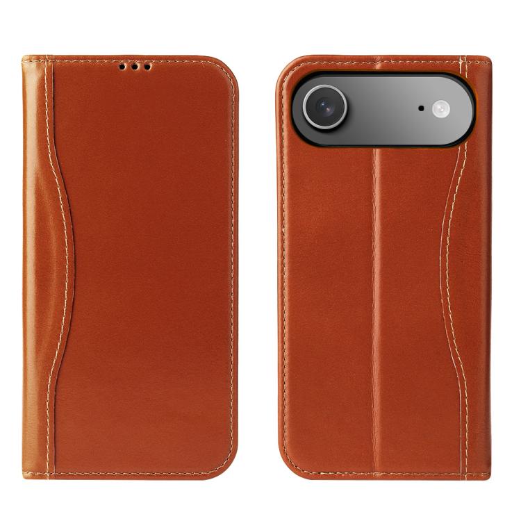 Fierre Shann Cowhide Leather Flip Leather Phone Case, For iPhone 17 Pro Max, For iPhone 17 Pro, For iPhone 17, For iPhone Air, For iPhone 16 Pro Max, For iPhone 16 Pro, For iPhone 16 Plus, For iPhone 16