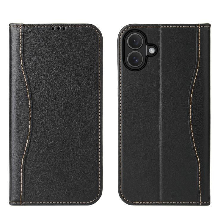 Fierre Shann Cowhide Leather Flip Leather Phone Case, For iPhone 17 Pro Max, For iPhone 17 Pro, For iPhone 17, For iPhone Air, For iPhone 16 Pro Max, For iPhone 16 Pro, For iPhone 16 Plus, For iPhone 16