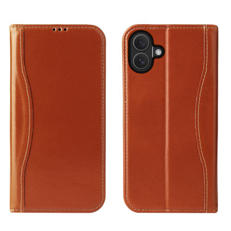 Fierre Shann Cowhide Leather Flip Leather Phone Case, For iPhone 17 Pro Max, For iPhone 17 Pro, For iPhone 17, For iPhone Air, For iPhone 16 Pro Max, For iPhone 16 Pro, For iPhone 16 Plus, For iPhone 16