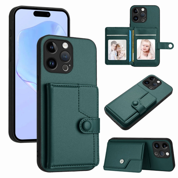 Button Card Bag RFID Anti-theft Phone Case, For iPhone 15 Pro Max, For iPhone 15 Pro, For iPhone 15 Plus, For iPhone 15, For iPhone 14 Plus, For iPhone 14, For iPhone 14 Pro, For iPhone 14 Pro Max