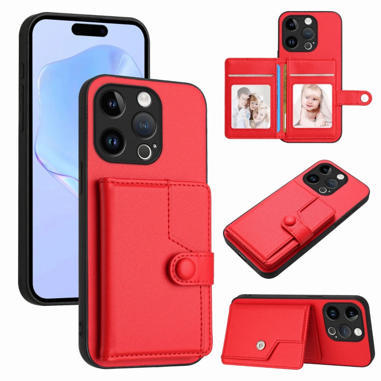 Button Card Bag RFID Anti-theft Phone Case, For iPhone 15 Pro Max, For iPhone 15 Pro, For iPhone 15 Plus, For iPhone 15, For iPhone 14 Plus, For iPhone 14, For iPhone 14 Pro, For iPhone 14 Pro Max