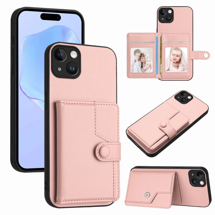 Button Card Bag RFID Anti-theft Phone Case, For iPhone 15 Pro Max, For iPhone 15 Pro, For iPhone 15 Plus, For iPhone 15, For iPhone 14 Plus, For iPhone 14, For iPhone 14 Pro, For iPhone 14 Pro Max