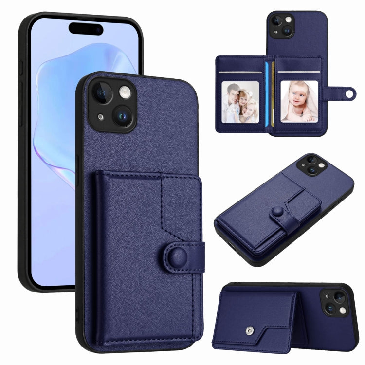 Button Card Bag RFID Anti-theft Phone Case, For iPhone 15 Pro Max, For iPhone 15 Pro, For iPhone 15 Plus, For iPhone 15, For iPhone 14 Plus, For iPhone 14, For iPhone 14 Pro, For iPhone 14 Pro Max