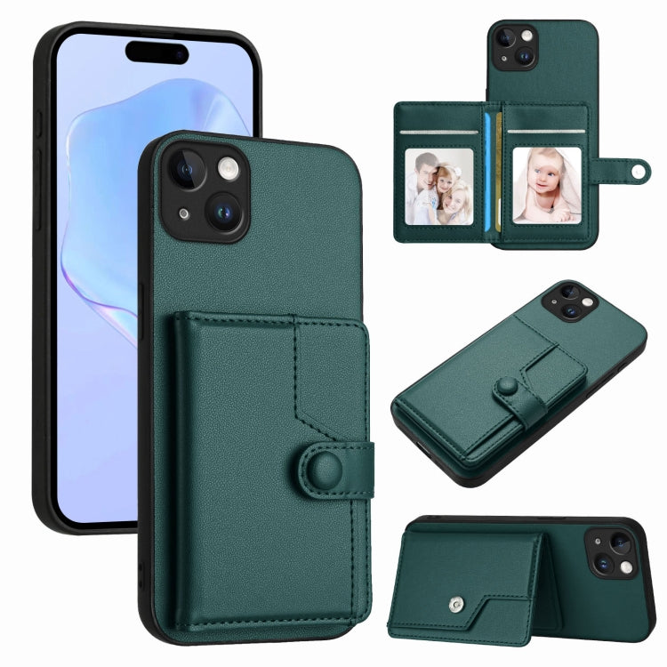 Button Card Bag RFID Anti-theft Phone Case, For iPhone 15 Pro Max, For iPhone 15 Pro, For iPhone 15 Plus, For iPhone 15, For iPhone 14 Plus, For iPhone 14, For iPhone 14 Pro, For iPhone 14 Pro Max