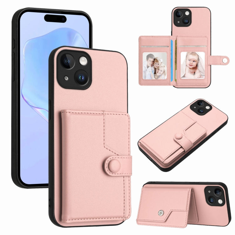Button Card Bag RFID Anti-theft Phone Case, For iPhone 15 Pro Max, For iPhone 15 Pro, For iPhone 15 Plus, For iPhone 15, For iPhone 14 Plus, For iPhone 14, For iPhone 14 Pro, For iPhone 14 Pro Max