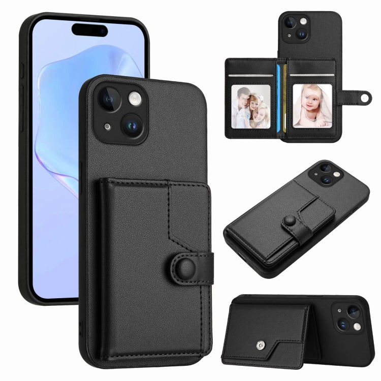 Button Card Bag RFID Anti-theft Phone Case, For iPhone 15 Pro Max, For iPhone 15 Pro, For iPhone 15 Plus, For iPhone 15, For iPhone 14 Plus, For iPhone 14, For iPhone 14 Pro, For iPhone 14 Pro Max