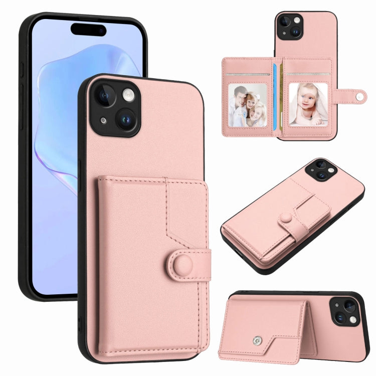 Button Card Bag RFID Anti-theft Phone Case, For iPhone 15 Pro Max, For iPhone 15 Pro, For iPhone 15 Plus, For iPhone 15, For iPhone 14 Plus, For iPhone 14, For iPhone 14 Pro, For iPhone 14 Pro Max