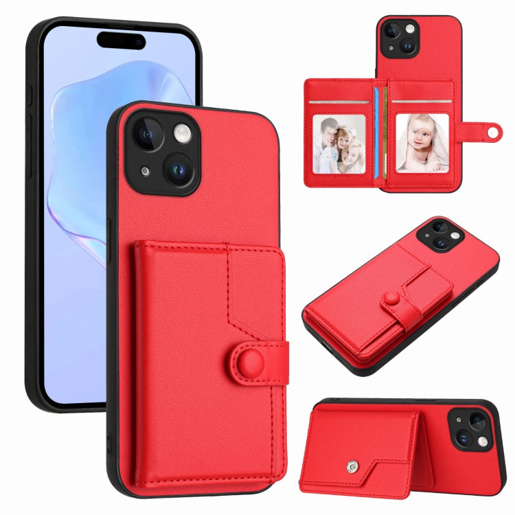 Button Card Bag RFID Anti-theft Phone Case, For iPhone 15 Pro Max, For iPhone 15 Pro, For iPhone 15 Plus, For iPhone 15, For iPhone 14 Plus, For iPhone 14, For iPhone 14 Pro, For iPhone 14 Pro Max