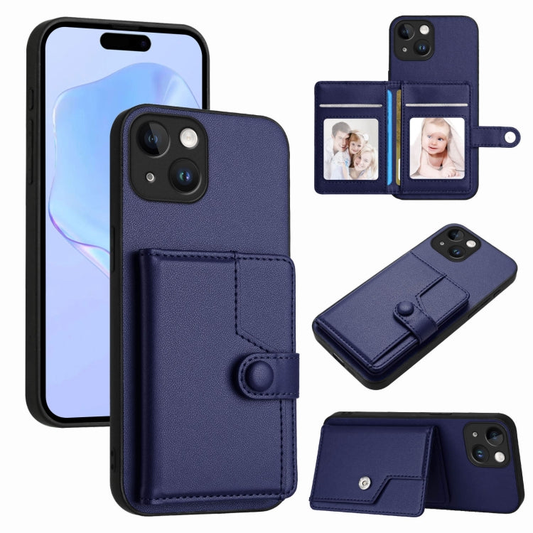 Button Card Bag RFID Anti-theft Phone Case, For iPhone 15 Pro Max, For iPhone 15 Pro, For iPhone 15 Plus, For iPhone 15, For iPhone 14 Plus, For iPhone 14, For iPhone 14 Pro, For iPhone 14 Pro Max