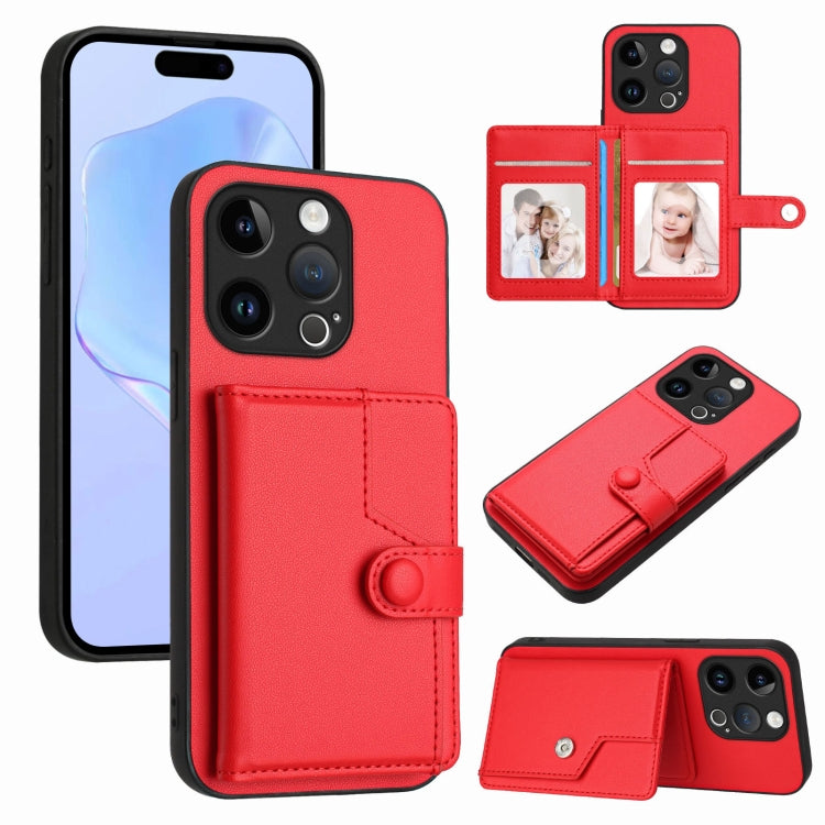 Button Card Bag RFID Anti-theft Phone Case, For iPhone 15 Pro Max, For iPhone 15 Pro, For iPhone 15 Plus, For iPhone 15, For iPhone 14 Plus, For iPhone 14, For iPhone 14 Pro, For iPhone 14 Pro Max