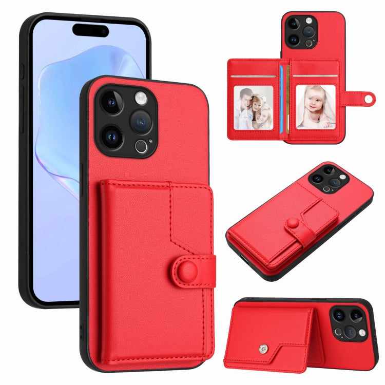 Button Card Bag RFID Anti-theft Phone Case, For iPhone 15 Pro Max, For iPhone 15 Pro, For iPhone 15 Plus, For iPhone 15, For iPhone 14 Plus, For iPhone 14, For iPhone 14 Pro, For iPhone 14 Pro Max