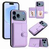 Button Card Bag RFID Anti-theft Phone Case, For iPhone 17 Pro Max, For iPhone 17 Pro, For iPhone 17, For iPhone Air, For iPhone 16 Pro Max, For iPhone 16 Pro, For iPhone 16 Plus, For iPhone 16