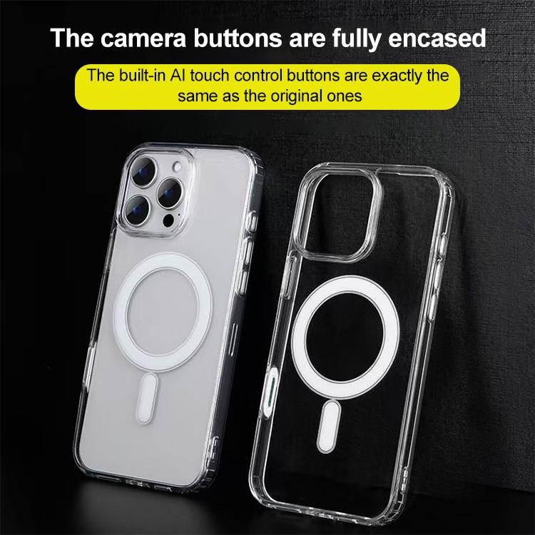 Camera Control AI Button Full Coverage MagSafe Magnetic Clear Phone Case, For iPhone 17 Pro Max, For iPhone 17 Pro, For iPhone 17, For iPhone Air, For iPhone 16 Pro Max, For iPhone 16 Pro, For iPhone 16 Plus, For iPhone 16