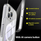 Camera Control AI Button Full Coverage MagSafe Magnetic Clear Phone Case, For iPhone 17 Pro Max, For iPhone 17 Pro, For iPhone 17, For iPhone Air, For iPhone 16 Pro Max, For iPhone 16 Pro, For iPhone 16 Plus, For iPhone 16