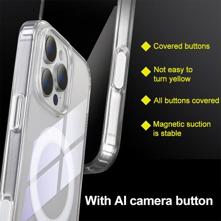 Camera Control AI Button Full Coverage MagSafe Magnetic Clear Phone Case, For iPhone 17 Pro Max, For iPhone 17 Pro, For iPhone 17, For iPhone Air, For iPhone 16 Pro Max, For iPhone 16 Pro, For iPhone 16 Plus, For iPhone 16