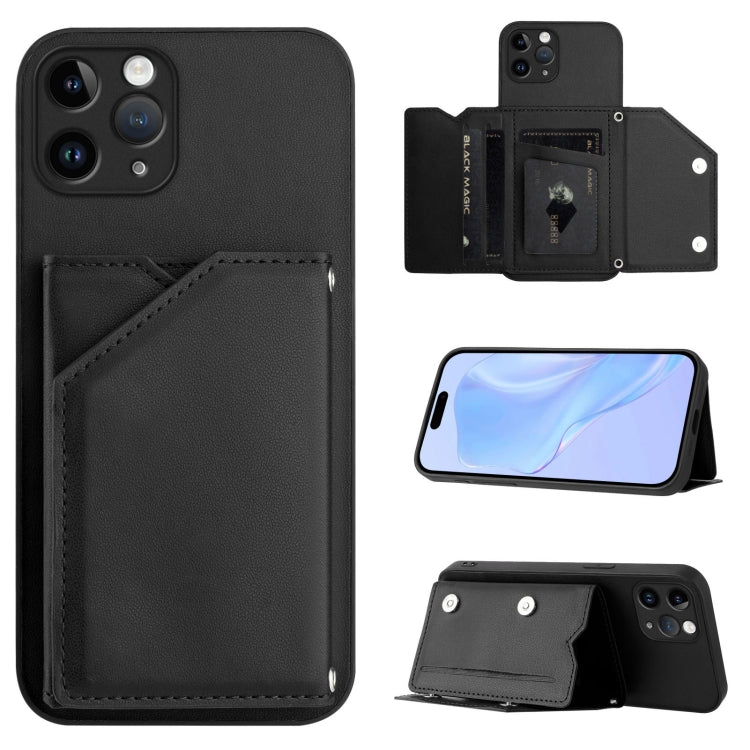 Skin Feel Four Card Slots Phone Case with Wrist Strap, For iPhone 12 mini, For iPhone 11 Pro Max, For iPhone 11, For iPhone 11 Pro, For iPhone X / XS, For iPhone XR, For iPhone XS Max, For iPhone 7 Plus / 8 Plus