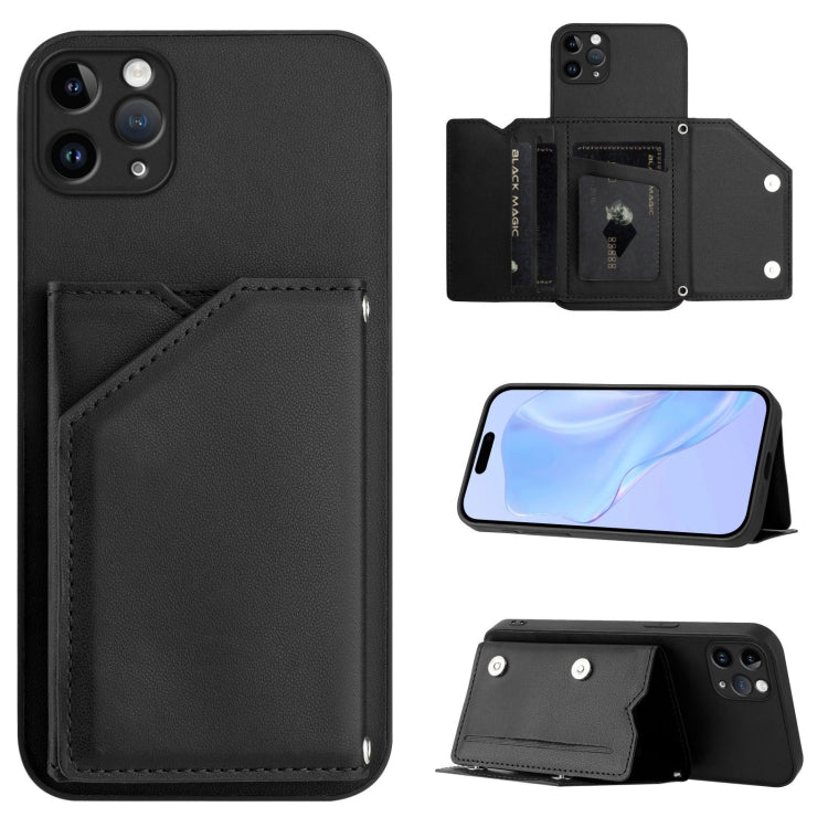 Skin Feel Four Card Slots Phone Case with Wrist Strap, For iPhone 12 mini, For iPhone 11 Pro Max, For iPhone 11, For iPhone 11 Pro, For iPhone X / XS, For iPhone XR, For iPhone XS Max, For iPhone 7 Plus / 8 Plus