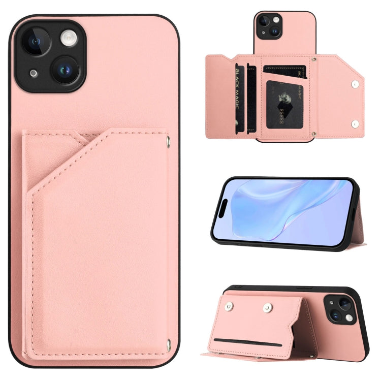 Skin Feel Four Card Slots Phone Case with Wrist Strap, For iPhone 15 Pro Max, For iPhone 15 Pro, For iPhone 15 Plus, For iPhone 15, For iPhone 14 Plus, For iPhone 14, For iPhone 14 Pro, For iPhone 14 Pro Max