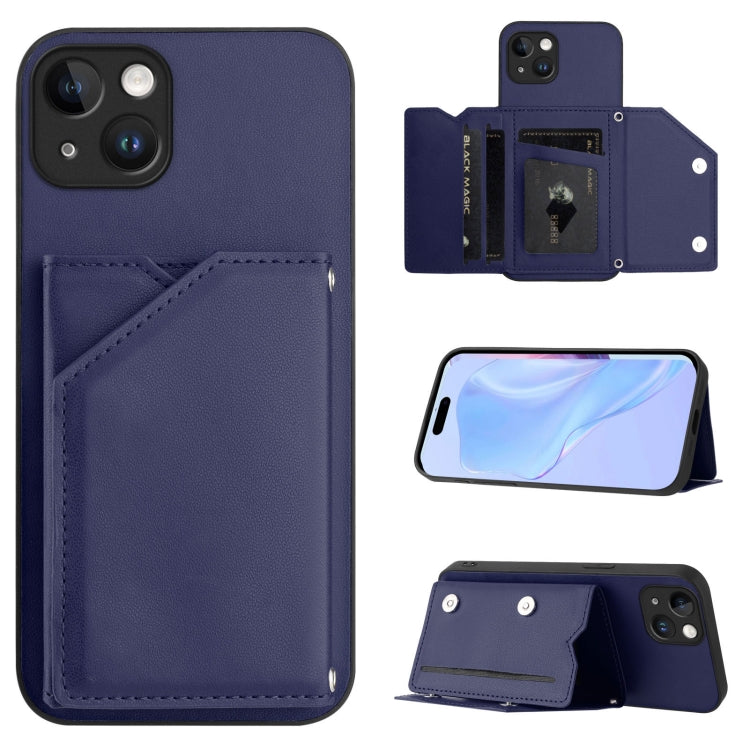 Skin Feel Four Card Slots Phone Case with Wrist Strap, For iPhone 15 Pro Max, For iPhone 15 Pro, For iPhone 15 Plus, For iPhone 15, For iPhone 14 Plus, For iPhone 14, For iPhone 14 Pro, For iPhone 14 Pro Max