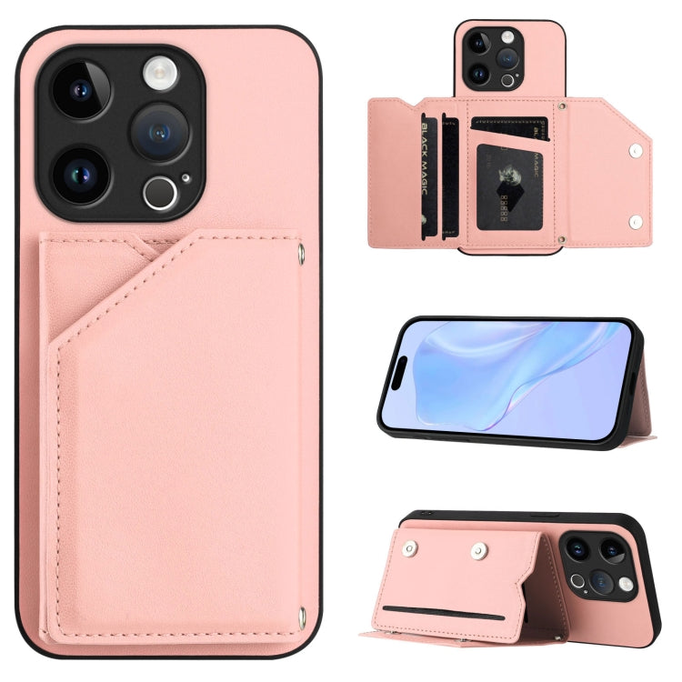 Skin Feel Four Card Slots Phone Case with Wrist Strap, For iPhone 15 Pro Max, For iPhone 15 Pro, For iPhone 15 Plus, For iPhone 15, For iPhone 14 Plus, For iPhone 14, For iPhone 14 Pro, For iPhone 14 Pro Max