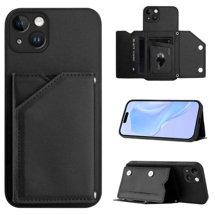 Skin Feel Four Card Slots Phone Case with Wrist Strap, For iPhone 15 Pro Max, For iPhone 15 Pro, For iPhone 15 Plus, For iPhone 15, For iPhone 14 Plus, For iPhone 14, For iPhone 14 Pro, For iPhone 14 Pro Max