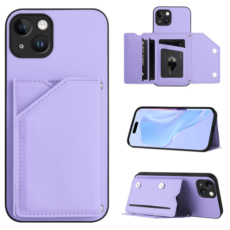 Skin Feel Four Card Slots Phone Case with Wrist Strap, For iPhone 15 Pro Max, For iPhone 15 Pro, For iPhone 15 Plus, For iPhone 15, For iPhone 14 Plus, For iPhone 14, For iPhone 14 Pro, For iPhone 14 Pro Max