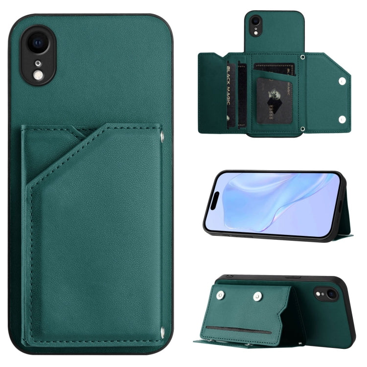 Skin Feel Four Card Slots Phone Case with Wrist Strap, For iPhone 12 mini, For iPhone 11 Pro Max, For iPhone 11, For iPhone 11 Pro, For iPhone X / XS, For iPhone XR, For iPhone XS Max, For iPhone 7 Plus / 8 Plus