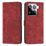 Skin Feel Stripe Pattern Leather Phone Case with Lanyard, For Xiaomi Poco F7 Pro / F7 Ultra, For Xiaomi 15 Ultra, For Xiaomi 15 Pro, For Xiaomi 15