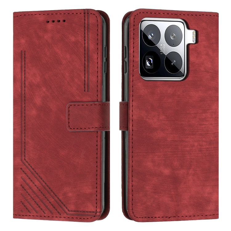 Skin Feel Stripe Pattern Leather Phone Case with Lanyard, For Xiaomi Poco F7 Pro / F7 Ultra, For Xiaomi 15 Ultra, For Xiaomi 15 Pro, For Xiaomi 15
