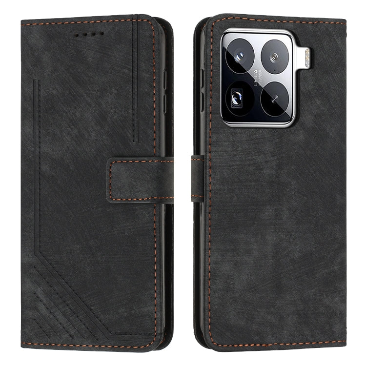 Skin Feel Stripe Pattern Leather Phone Case with Lanyard, For Xiaomi Poco F7 Pro / F7 Ultra, For Xiaomi 15 Ultra, For Xiaomi 15 Pro, For Xiaomi 15