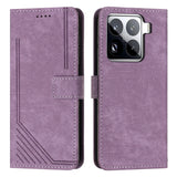 Skin Feel Stripe Pattern Leather Phone Case with Lanyard, For Xiaomi Poco F7 Pro / F7 Ultra, For Xiaomi 15 Ultra, For Xiaomi 15 Pro, For Xiaomi 15