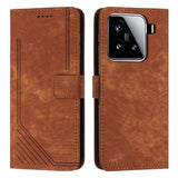 Skin Feel Stripe Pattern Leather Phone Case with Lanyard, For Xiaomi Poco F7 Pro / F7 Ultra, For Xiaomi 15 Ultra, For Xiaomi 15 Pro, For Xiaomi 15